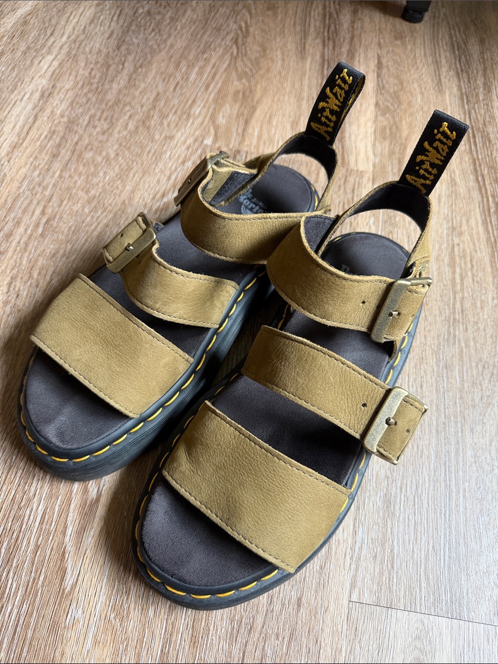 Dr. Martens Triple Strap Sandals in Mustard